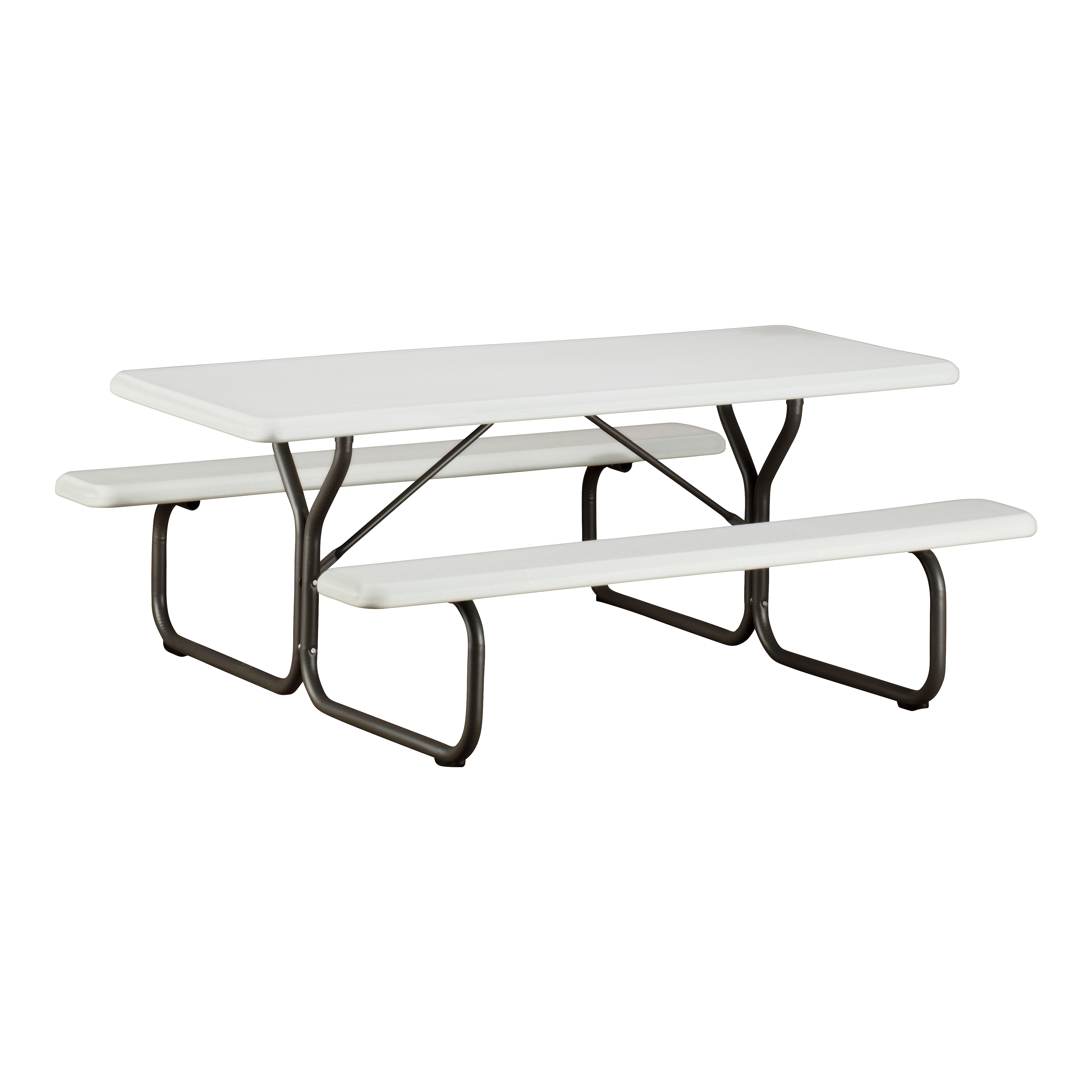 A platinum six-foot picnic table.