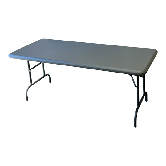 An overside view of a charcoal table. 