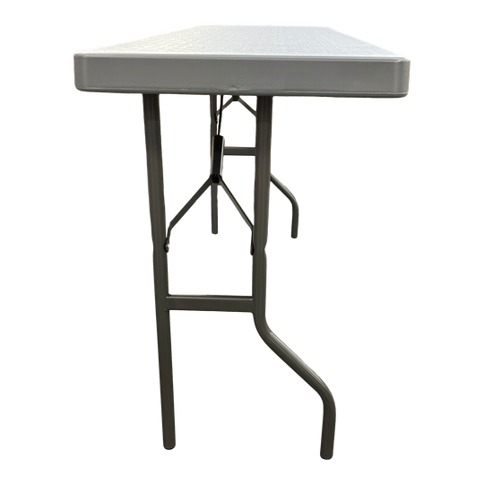 The side view of a charcoal table. 