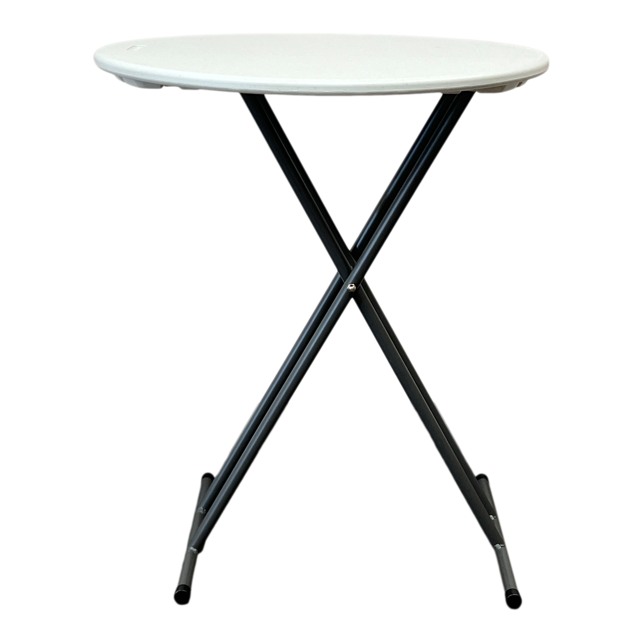 A round 24" personal platinum folding-table.