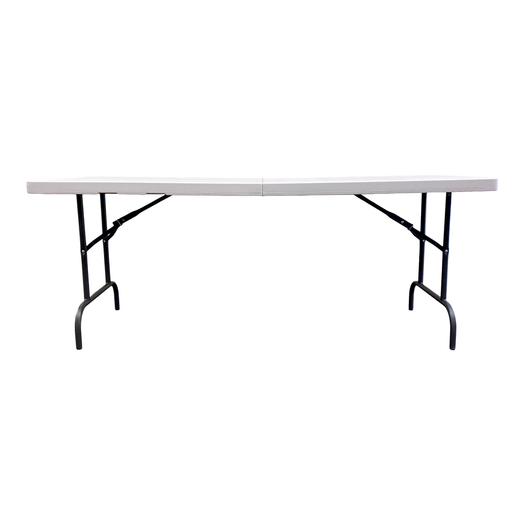 A platinum six-foot bi-fold folding table.