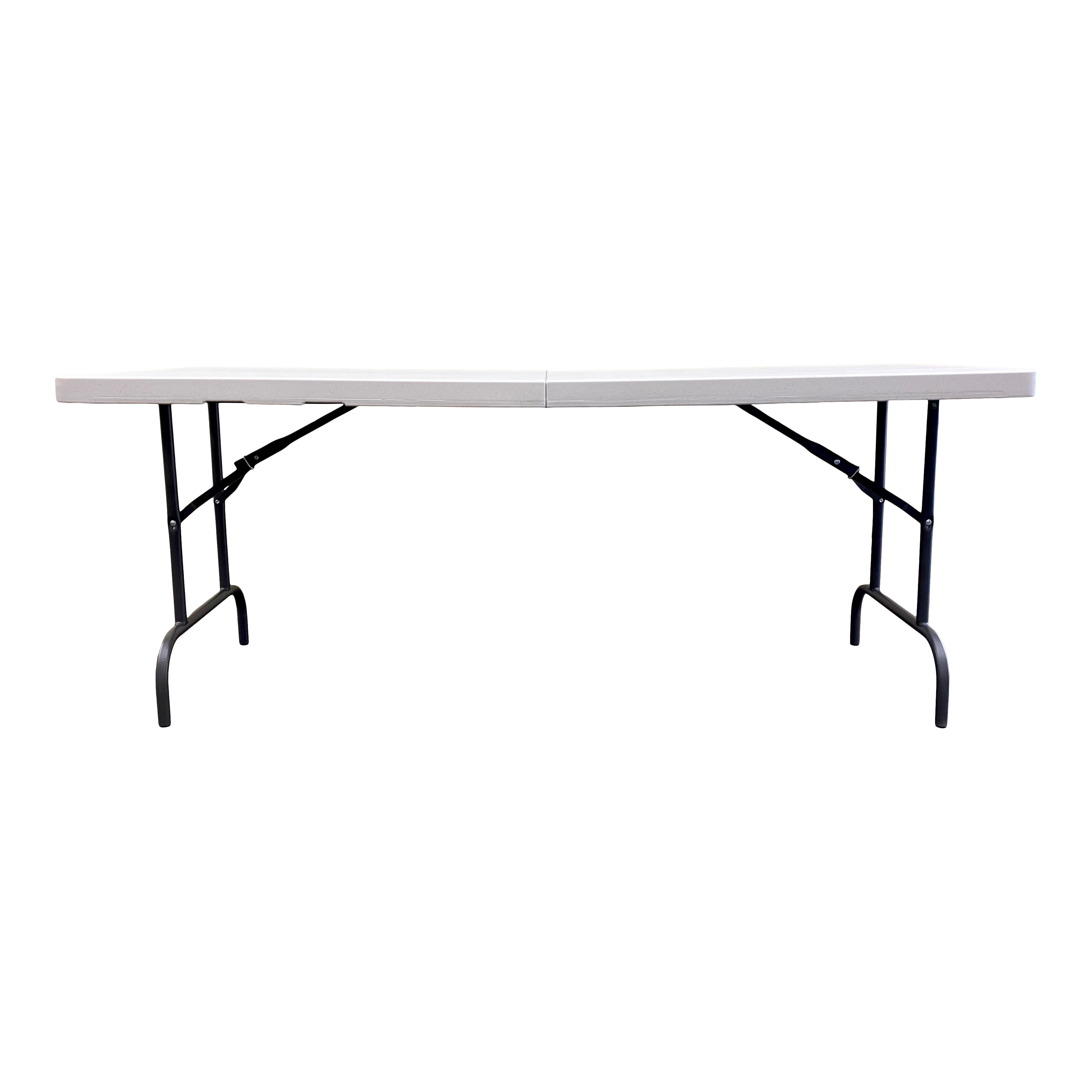 A platinum six-foot bi-fold folding table.