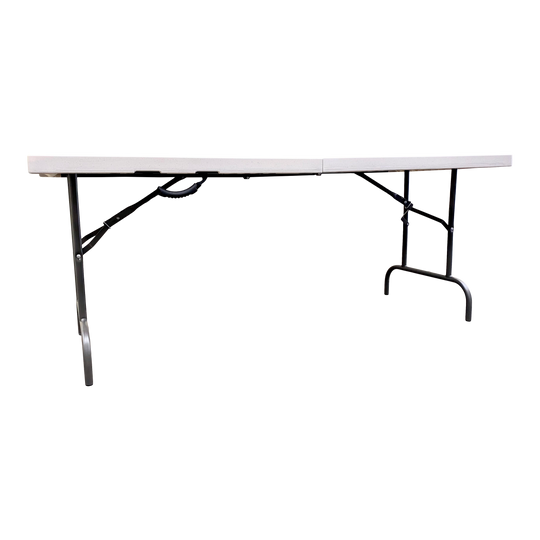 A sideways view of a platinum table.