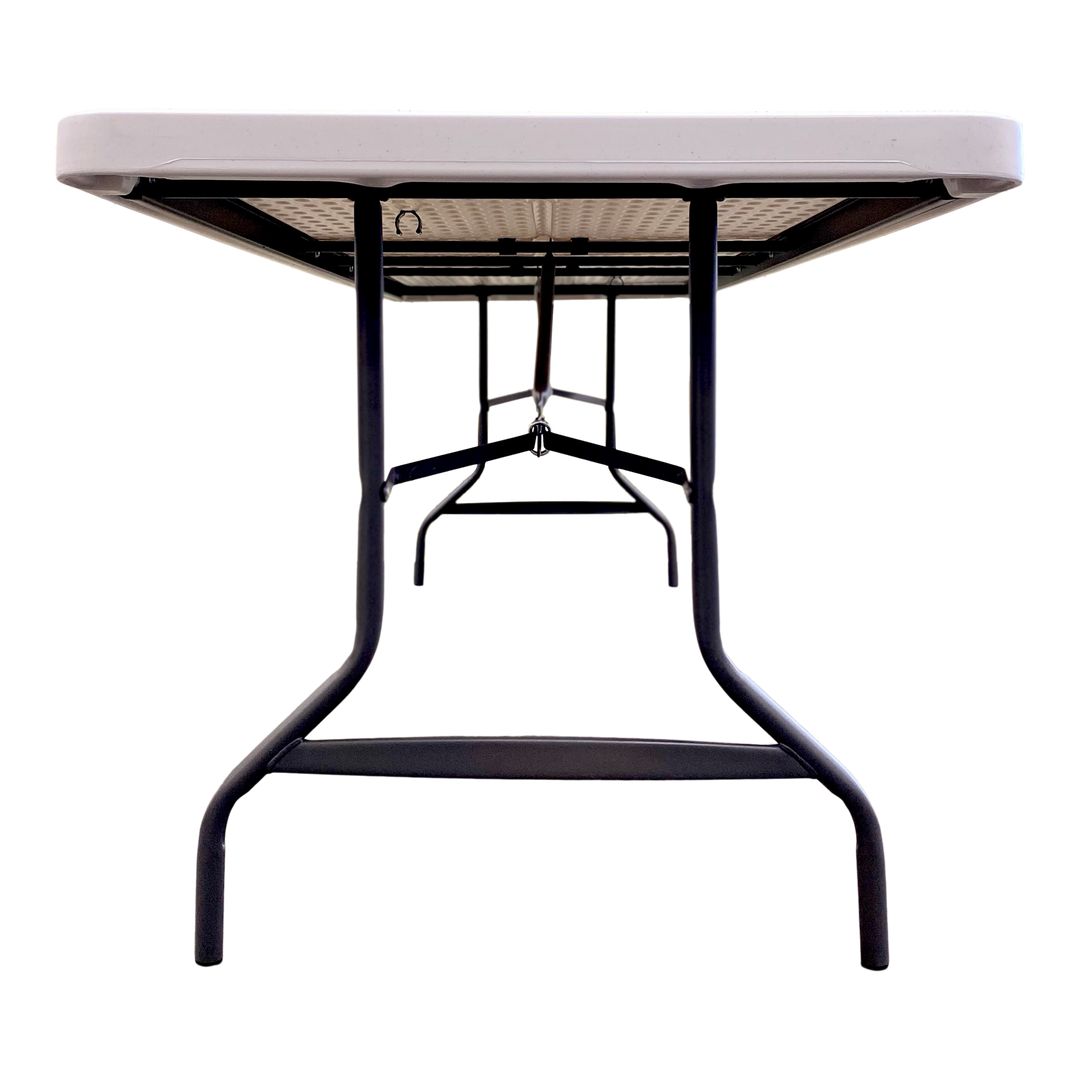 A close view of the legs of a platinum table. 