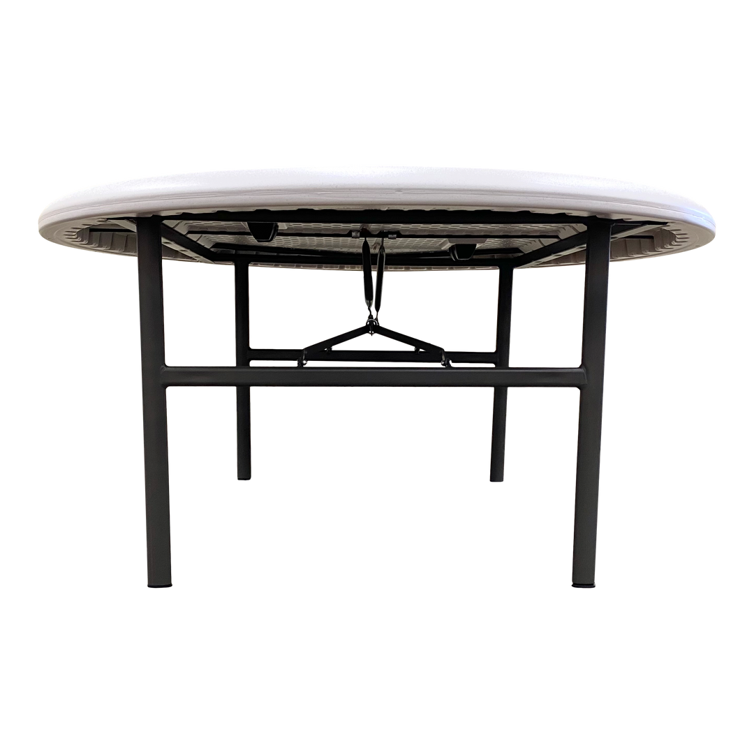 A close underside view of a platinum table. 