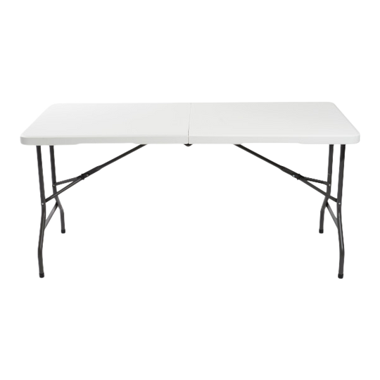 A platinum folding table. 