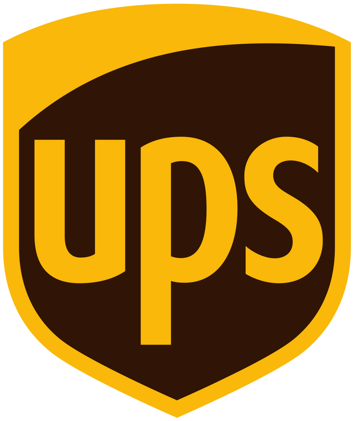 Brown and yellow UPS logo.