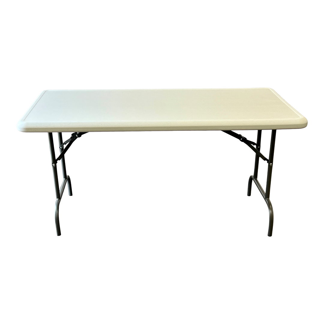 A platinum five-foot folding table.