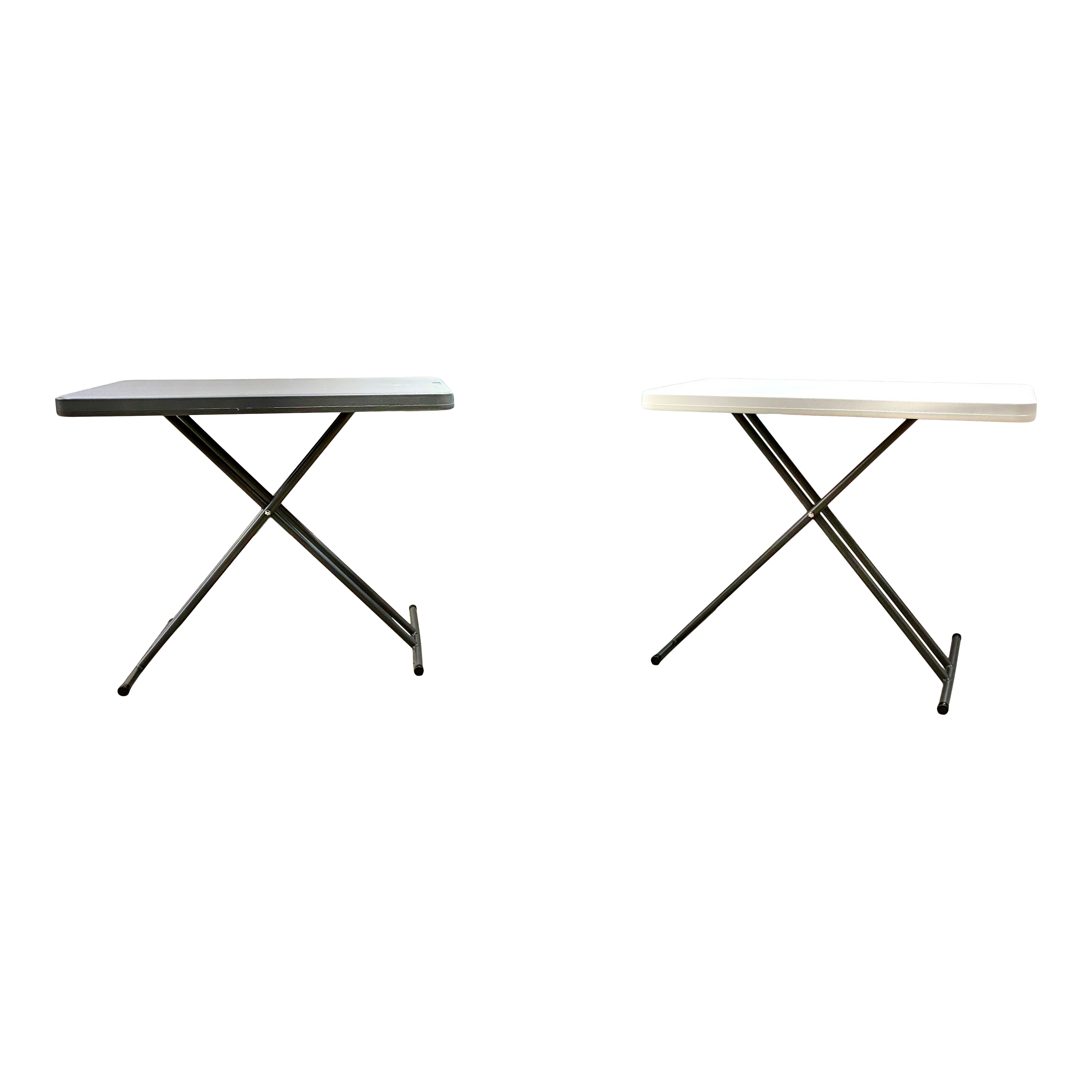 One charcoal and one platinum 30" personal folding-tables.