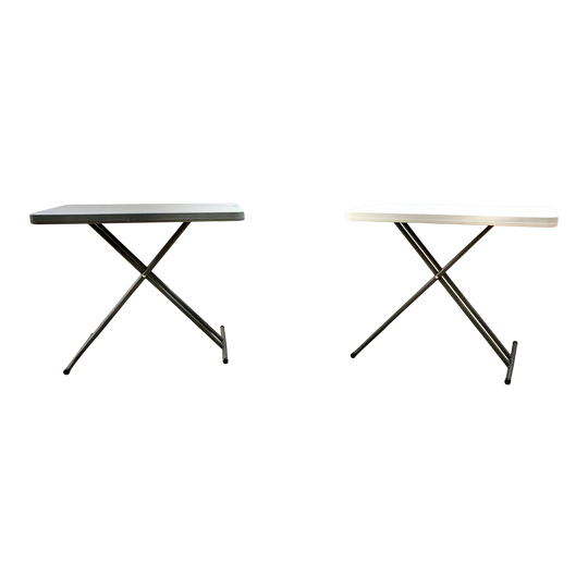 One charcoal and one platinum 30" personal folding-tables.