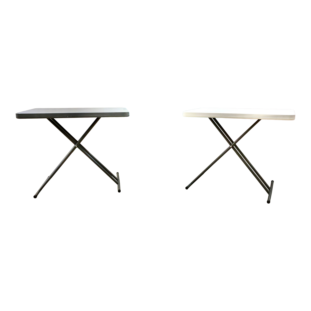 One charcoal and one platinum 30" personal folding-tables.