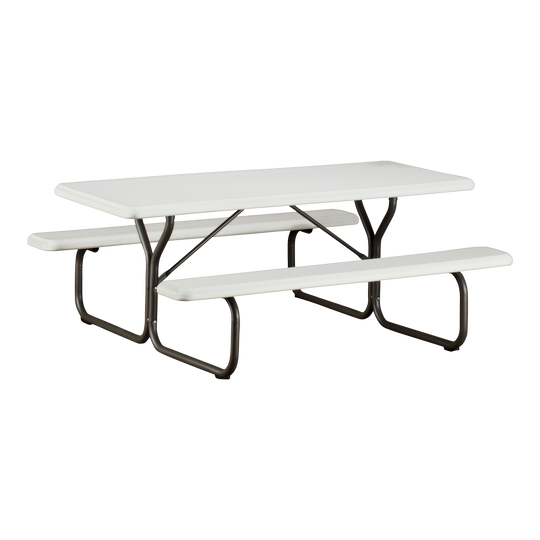 A platinum six-foot picnic table.