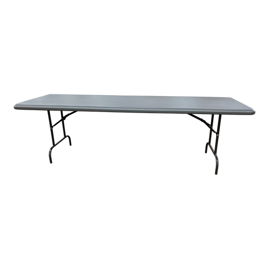 A picture of a charcoal folding table.