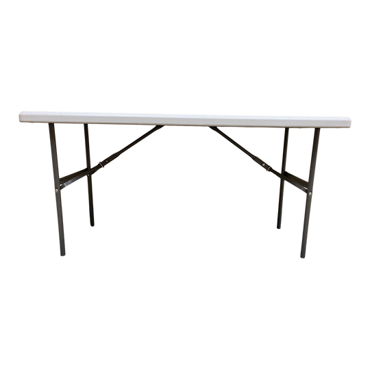 A platinum five-foot folding table.