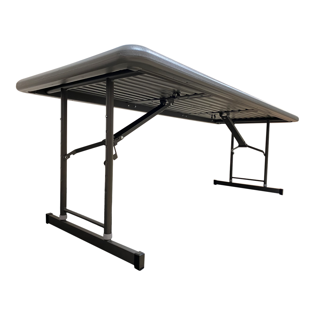An underside view of a charcoal table. 