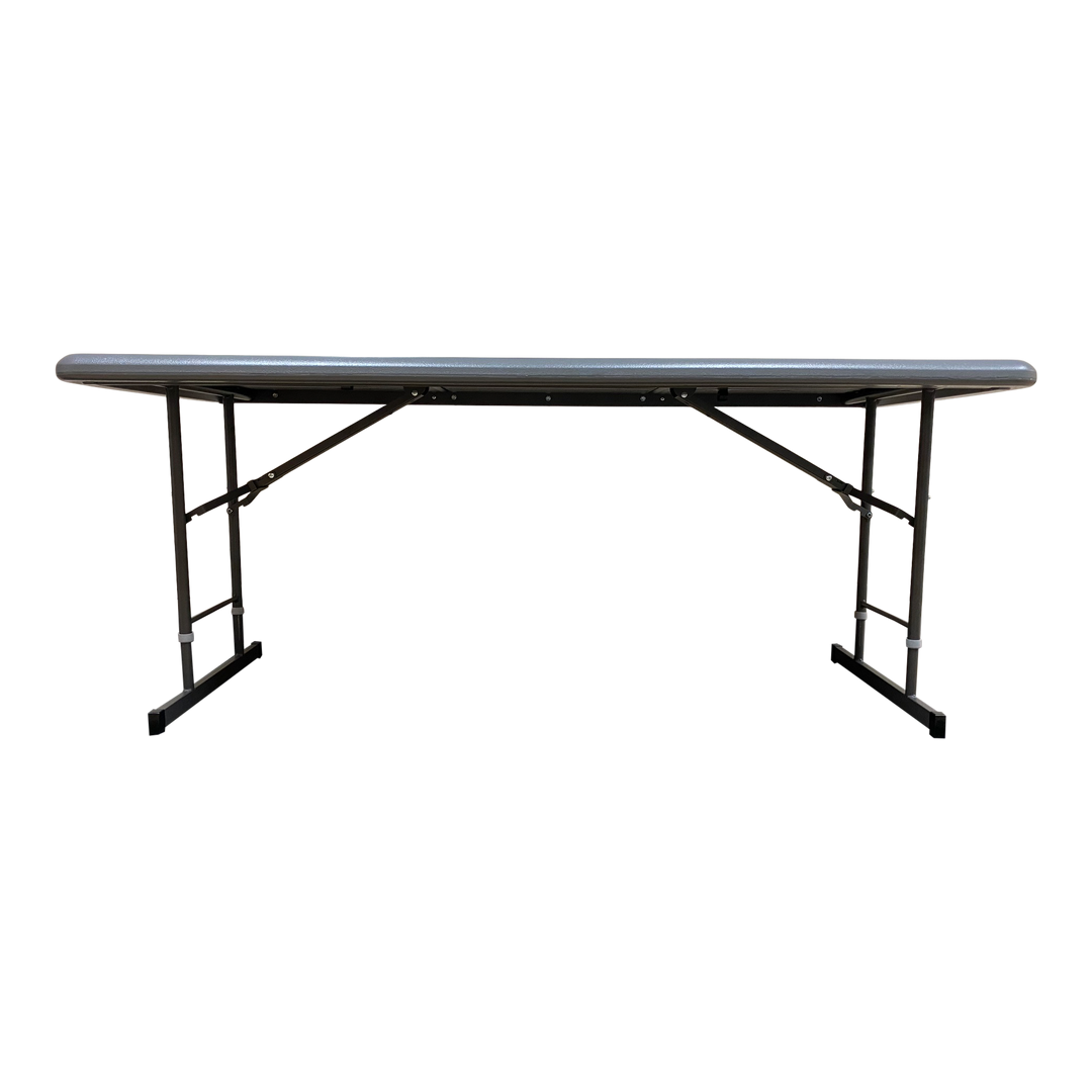 A sideways view of a charcoal table. 