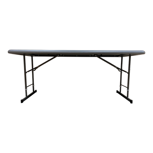 A sideways view of a charcoal table. 