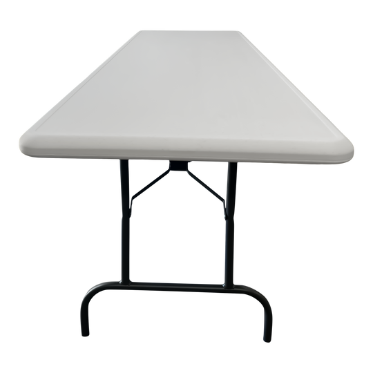 A picture of the top of a platinum folding table.