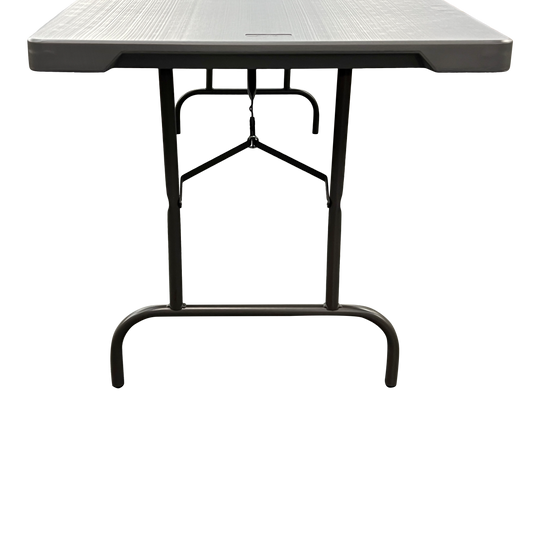 A sideways view of a charcoal table.