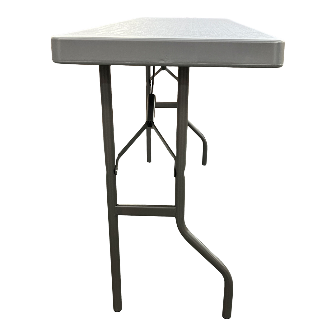 The side view of a charcoal table. 