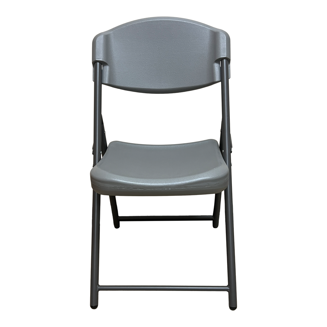 A close view of a charcoal chair. 