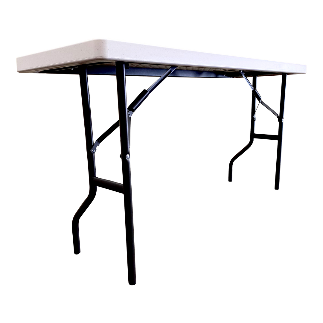 A sideways view of a platinum table.
