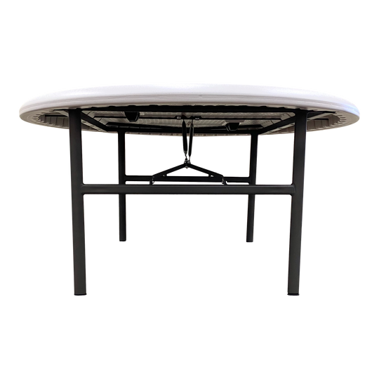 A close underside view of a platinum table. 