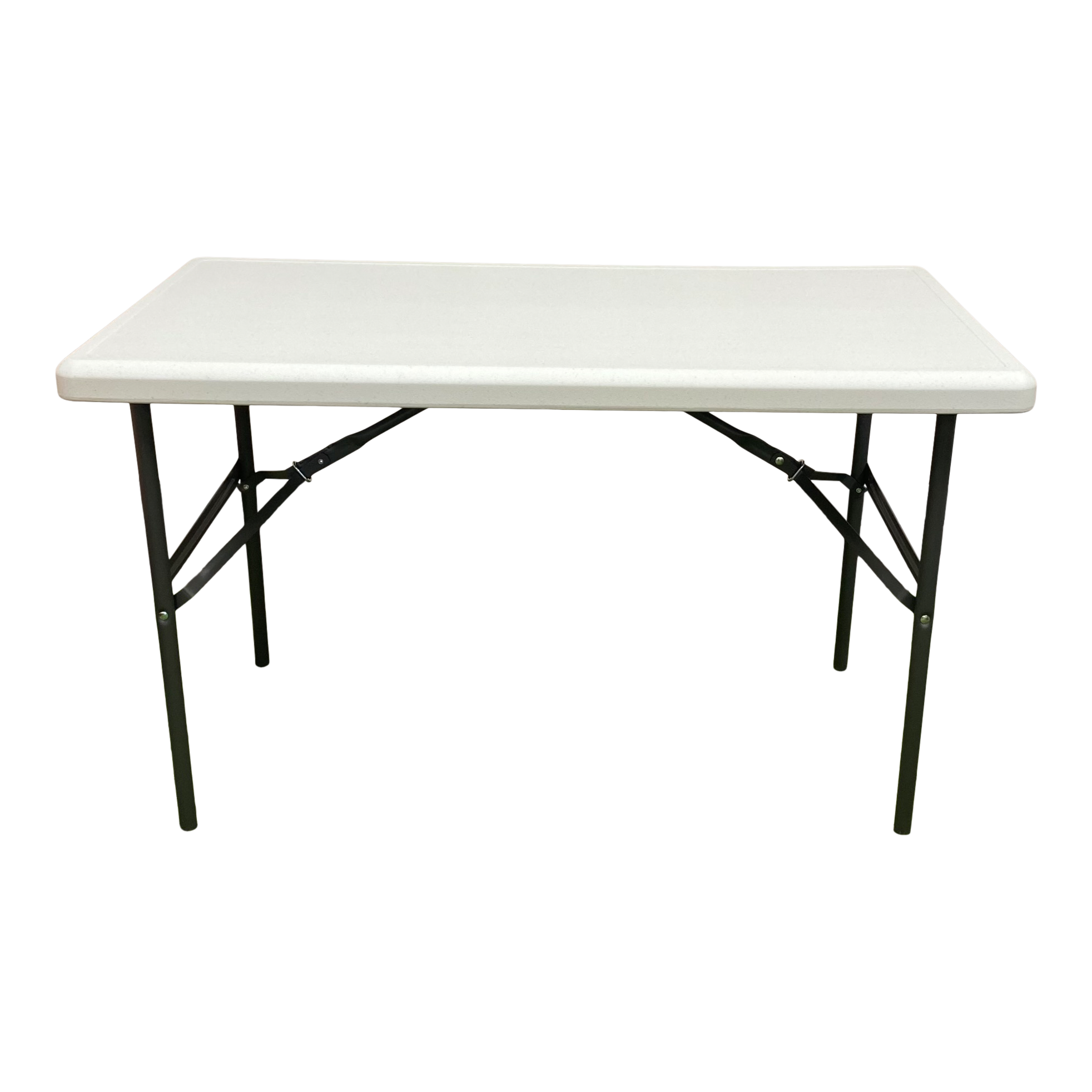 Platinum four-foot folding table open.
