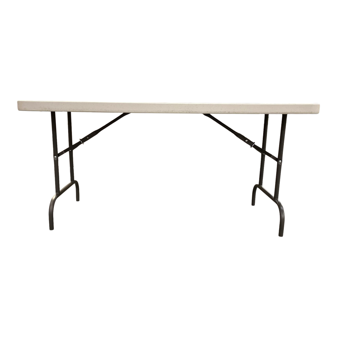 A platinum five-foot folding table.