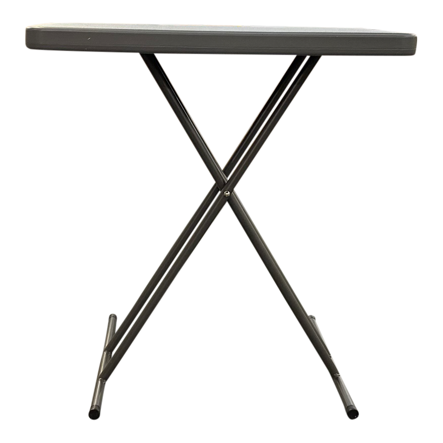 A charcoal compact personal folding table.