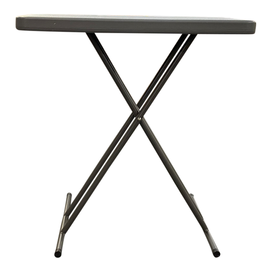 A charcoal compact personal folding table.