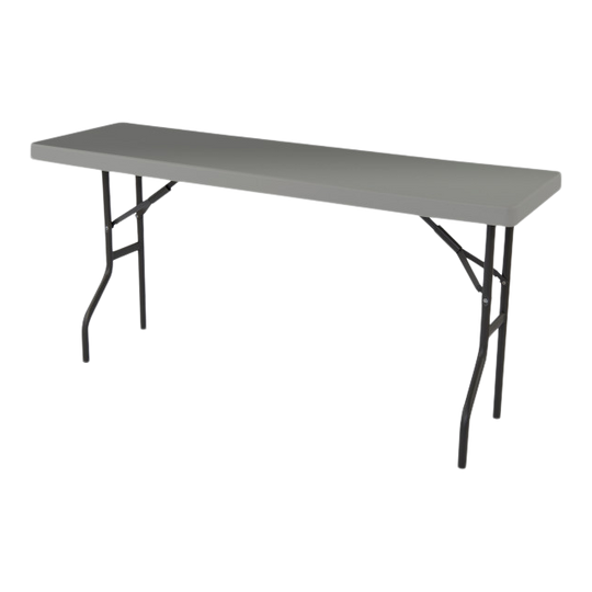 A diagonal charcoal table. 